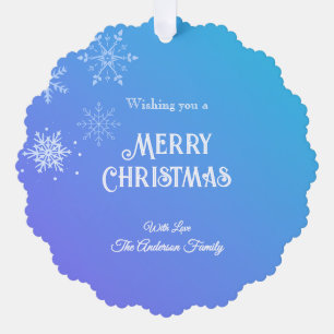Merry Christmas Modern Snowflake Purple Blue Tree Decoration Card