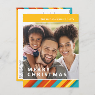 Merry Christmas Modern Stripes Photo Holiday