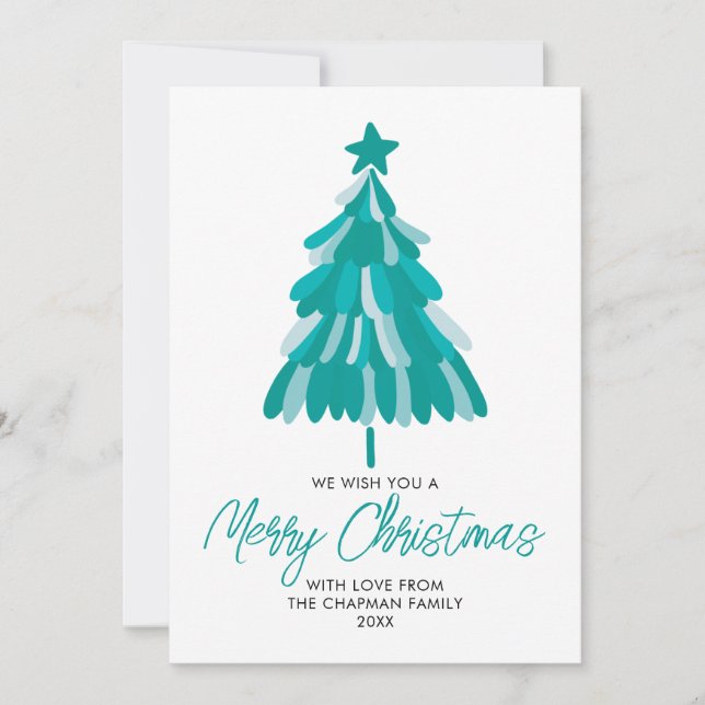 Merry Christmas modern tree Holiday Card (Front)