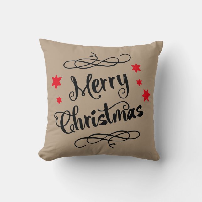 Merry Christmas Modern Typography Cushion (Front)