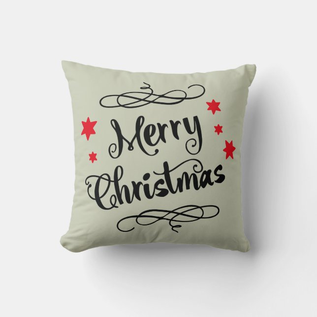 Merry Christmas Modern Typography Cushion (Front)