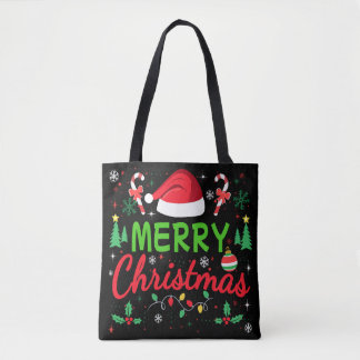 Merry Christmas Modern Typography Family Xmas Tote Bag