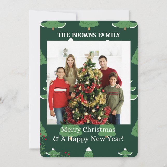 Merry Christmas Modern Your Photo Collage Flat Holiday Card (Front)