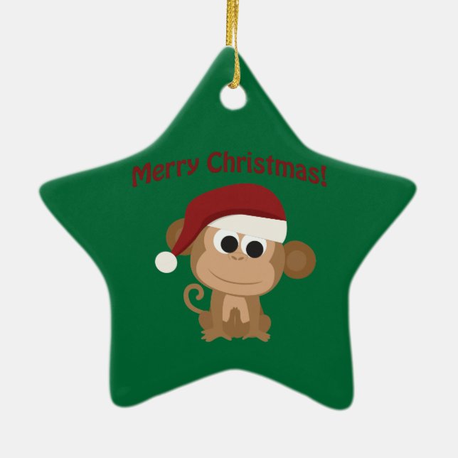 Merry Christmas! Monkey Ceramic Tree Decoration (Back)