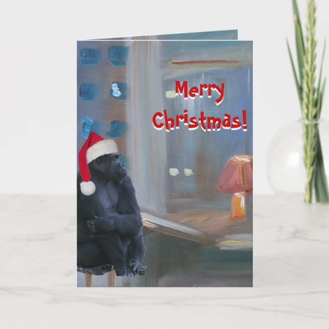 Merry Christmas Monkey Holiday Card (Front)