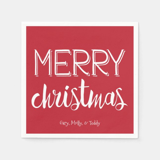 Merry Christmas Monogram Holiday Napkin (Front)
