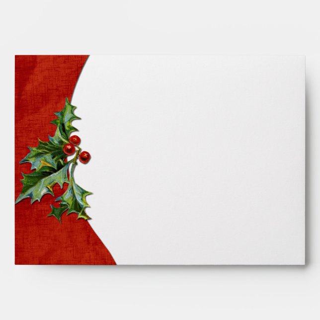 Merry Christmas Monogram Ornament Holly Envelope (Front)