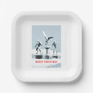 Merry Christmas. Monster ice sculptures Paper Plate