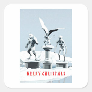 Merry Christmas. Monster ice sculptures Square Sticker