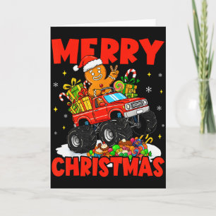 Merry Christmas Monster Truck Funny Gingerbread Me Card