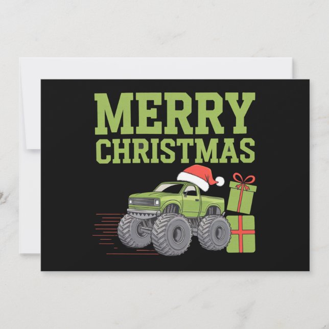 Merry Christmas Monster Truck Toddler Boys Xmas  Holiday Card (Front)