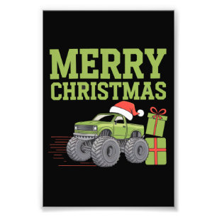 Merry Christmas Monster Truck Toddler Boys Xmas  Photo Print
