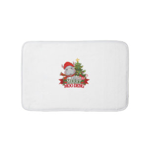 Merry Christmas Moo Deng Christmas Baby Hippo Sant Bath Mat