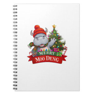Merry Christmas Moo Deng Funny Xmas Baby Hippo San Notebook