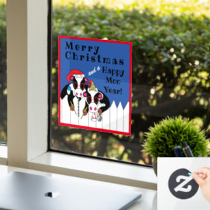 Merry Christmas Moo Year Window Cling