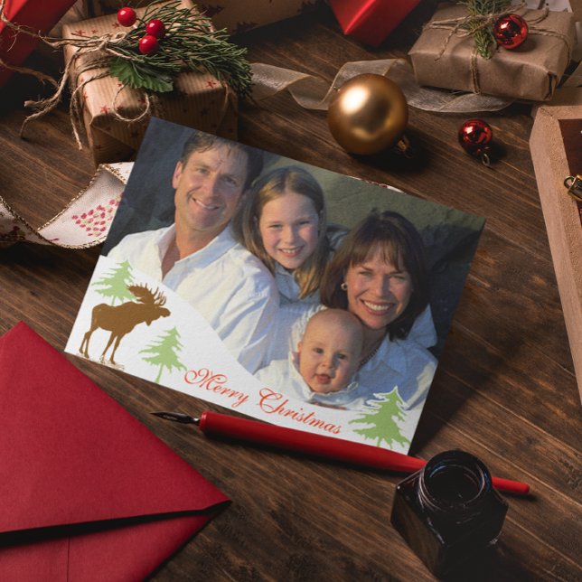 Merry Christmas Moose 3 Pines Holiday Card (Creator Uploaded)