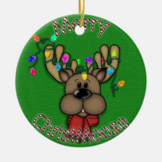 Merry Christmas Moose Ceramic Tree Decoration