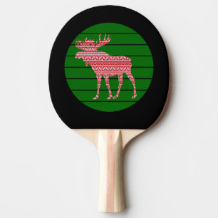 MERRY CHRISTMAS MOOSE DEER PING PONG PADDLE