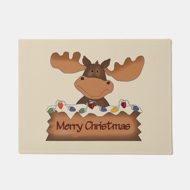 Merry Christmas Moose Doormat (Front)