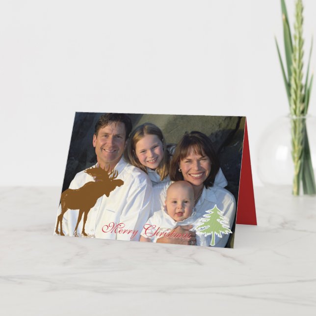 Merry Christmas Moose Holiday Card (Front)