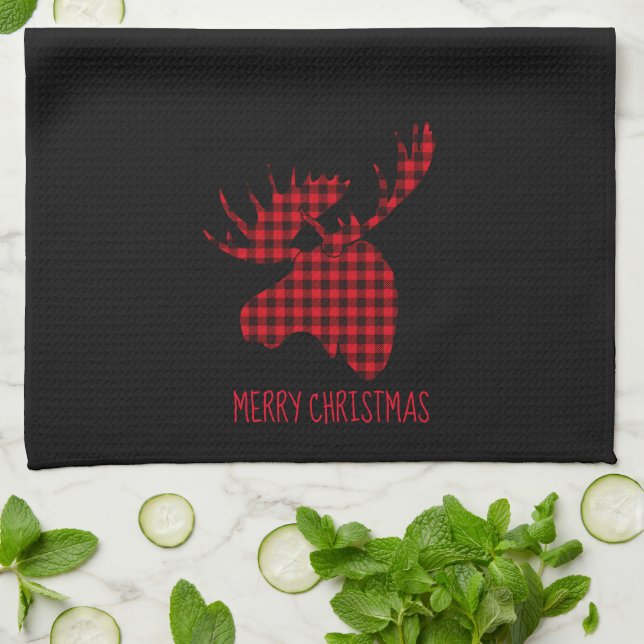 Merry Christmas Moose Kitchen Towel (Folded)