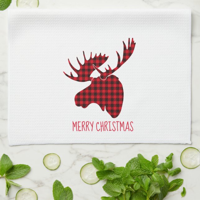 Merry Christmas Moose Kitchen Towel (Folded)