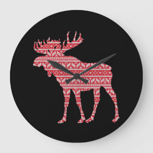 MERRY CHRISTMAS MOOSE LARGE CLOCK
