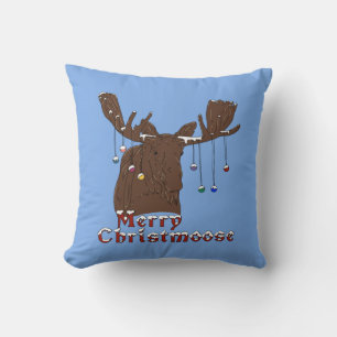 Merry Christmas Moose Throw Pillow