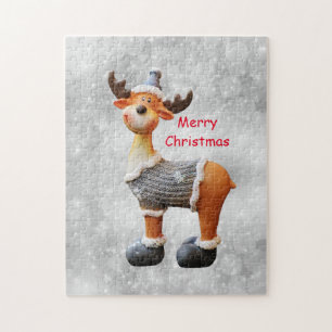 Merry Christmas moose wearing a hat     Jigsaw Puzzle