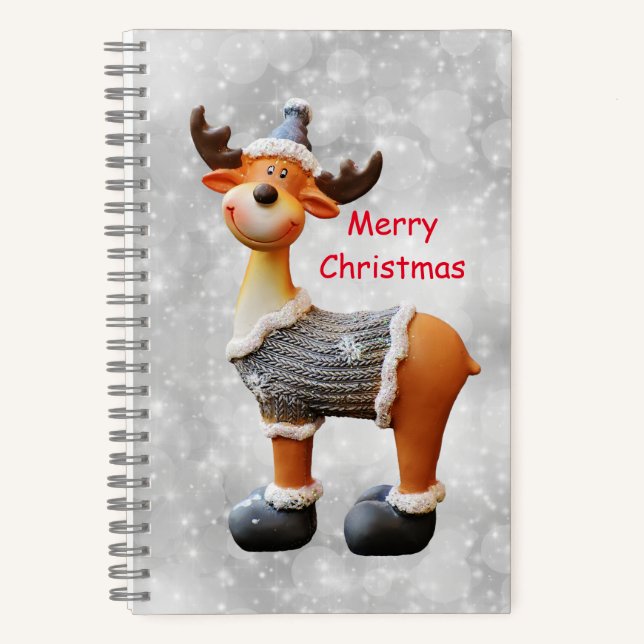 Merry Christmas moose wearing a hat      Notebook (Front)