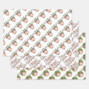 Merry Christmas Moose Wrapping Paper Sheets