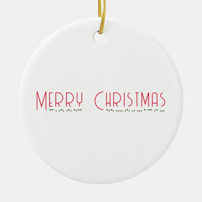 Merry Christmas & Morse Code Metal Ornament (Front)