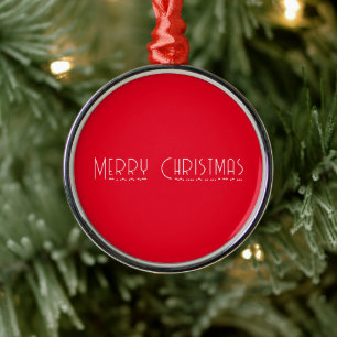 Merry Christmas & Morse Code Red White Holiday Metal Ornament