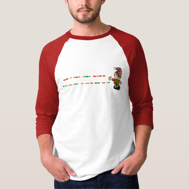 Merry Christmas Morse Code T-shirt with Elf (Front)