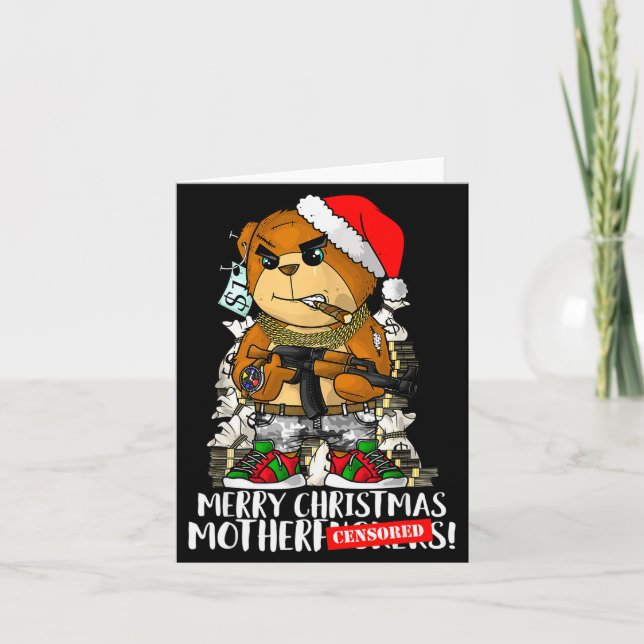 Merry Christmas Motherfker! Hip Hop Teddy Bear Xma Card (Front)