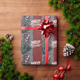 Merry Christmas Motorcycle Santa Wrapping Paper