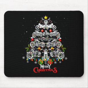 Merry Christmas Motorcycle Tree Christmas Lights B Mouse Pad