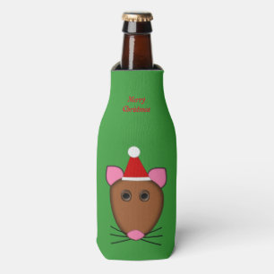 Merry Christmas Mouse Custom Bottle Cooler