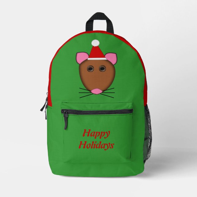 Merry Christmas Mouse Custom Printed Backpack (Front)