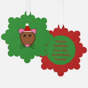 Merry Christmas Mouse Custom Tree Decoration Card