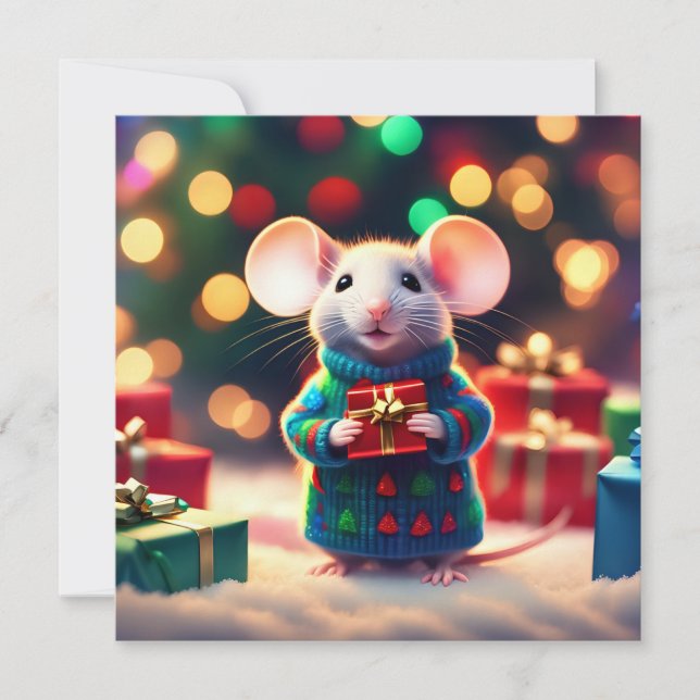 Merry Christmas Mouse Greeting Card (Front)