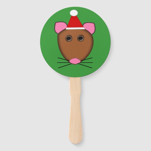 Merry Christmas Mouse Hand Fan (Front)