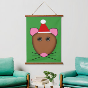 Merry Christmas Mouse Hanging Tapestry