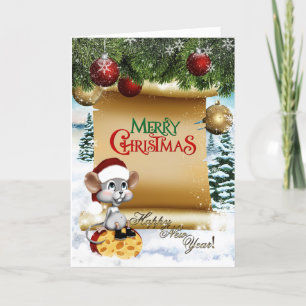 Merry Christmas Mouse Holiday Card