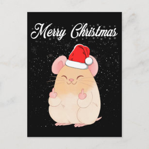 Merry Christmas Mouse Middle Finger Rude Xmas Ugly Postcard