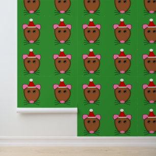 Merry Christmas Mouse Patterned Wallpaper