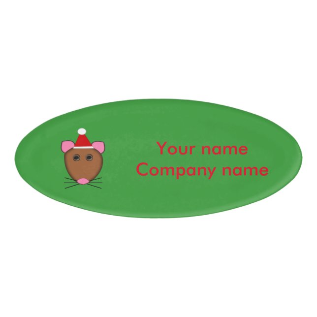 Merry Christmas Mouse Personalised Name Tag (Front)