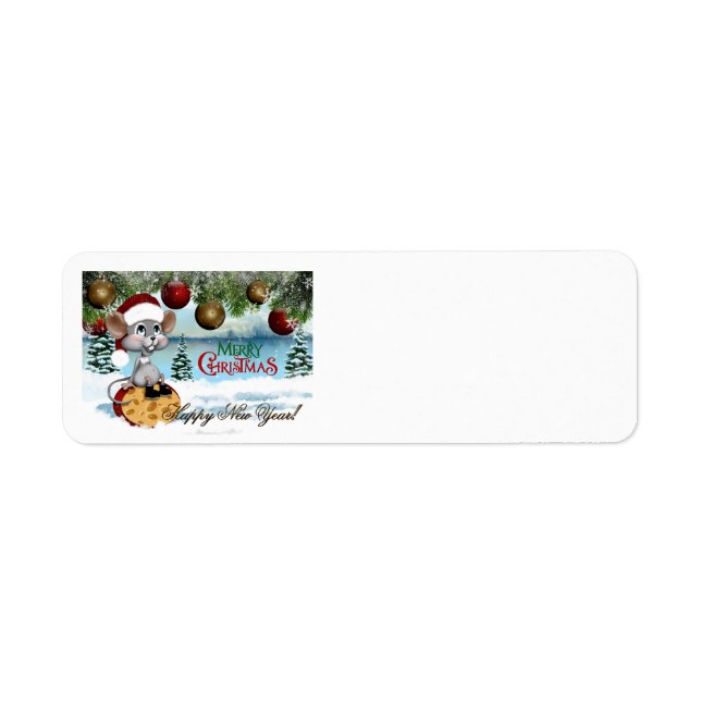 Merry Christmas Mouse Return Address Label (Front)