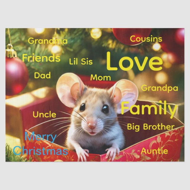 Merry Christmas Mouse Tissue Paper (Front)