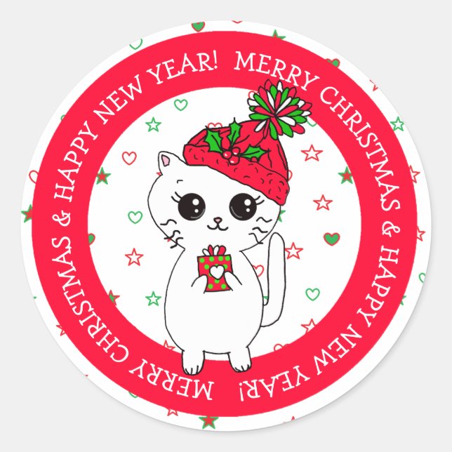 Merry Christmas Mouse with Cheese Holiday Classic Round Sticker (Front)